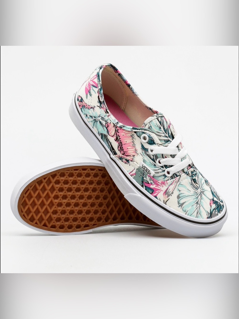 Vans Floral Low-Top Sneakers - White, Pink, Teal